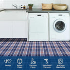 GarveeHome Machine Washable Area Rugs 8x10, Checkered Stain Resistant Non Slip Backing Low-Pile Rug Indoor Outdoor Carpet for Living Room Office Bedroom Dining Room Nursery Blue