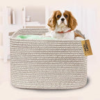 COMFY-HOMI Square Woven Cotton Rope Basket for Organizing, Gift Baskets for Handles, Empty Gift Baskets, Toy Basket for bins|13.5" x 11" x 9.5" home decor for Living Room, Bathroom
