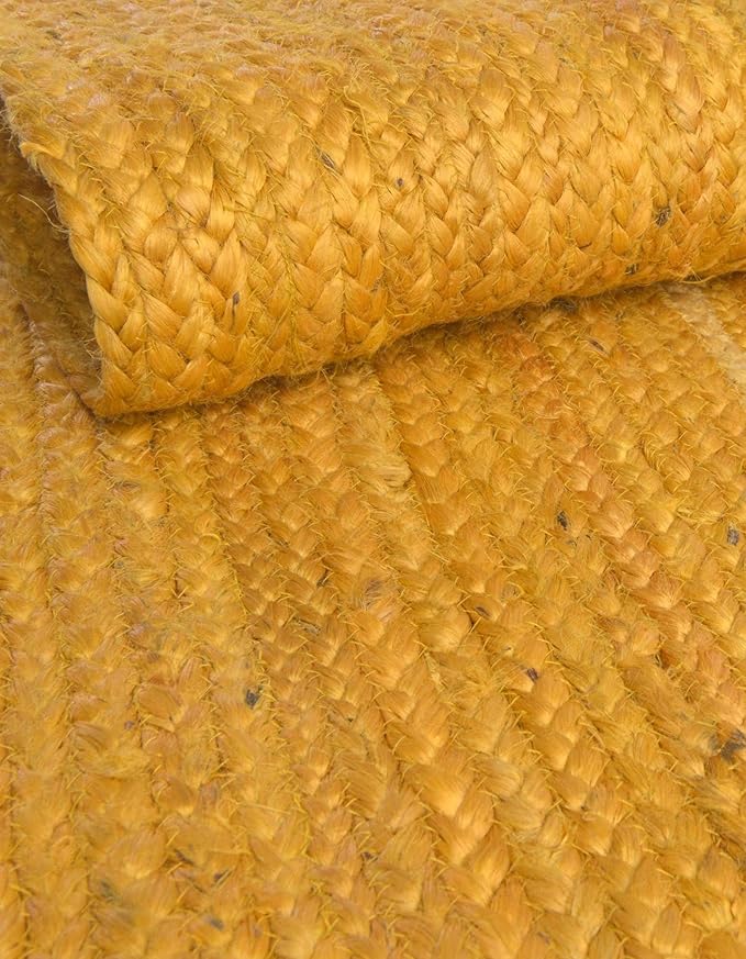 Unique Loom Braided Jute Collection Area Rug - Dhaka (8' x 10' Rectangle, Yellow)