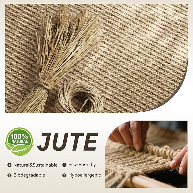 RESARE 100% Jute Kitchen Runner Rug Non Slip, 17"x72" Kitchen Mats for Floor, Natural Fiber Woven Rugs Boho Kitchen Floor Mat Carpet for Front of Sink, Hallways, Entryway, Laundry