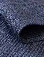 Unique Loom Braided Jute Collection Area Rug - Dhaka (1' 2" x 8' Table Runner, Navy Blue)