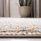 SAFAVIEH Area Rug 8x10 - Natural Fiber Collection - Large - Natural & Blue, Handmade Jute, Boho Moroccan Trellis Pattern, Ideal for Living Room, Bedroom, Dining Space (NF955N)