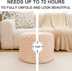 Ottoman Foot Rest Stuffed Round Boho Floor Poof Seating Armchair Ottoman Foot Stool Floor Cushion Bean Bag Pouf 18x18x14 Inch Pink