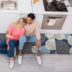 Anti Fatigue Kitchen Mats,Non Slip Farmhouse Kitchen Rugs Sets 2 Piece,Waterproof Dahlia Floral Kitchen Mat for Floor,Cushioned Standing Mat for Kitchen,Laundry,Sink,Desk,Mutil-Blue