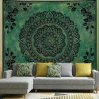 Apdidl Extra Large Green Boho Mandala Tapestry for Bedroom Aesthetic, Hippie Indian Vintage Floral Decor Wall Hanging, Bohemian Ceiling Flower Plants Art Backdrop Wall Tapestries for Dorm Living Room 71"X90"