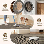 Outdoor Rug 4x6, Easy Jute Rug Non-Slip Indoor Outdoor Carpet, Washable Floor Mat Modern Black Striped Area Rug for Living Room, Bedroom, Patio, Dining Room, Office Area, Black