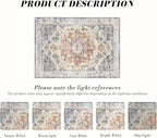 Area Rug 4×6, Vintage Boho Rug,Ultra-Soft Low Pile, Washable, Non Slip,Stain Resistant Printed Carpet for Living Room Bedrooms Playroom Office Kitchen, Blue/Red