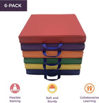 Factory Direct Partners SoftScape 15 inch Square Classroom Floor Cushions with Handles; Flexible Seating for Daycare, Preschool, Playroom; 2 inch Thick Deluxe Foam (6-Piece) - Assorted, 12228-AS