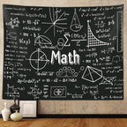 Math Classroom Tapestry, Equations Art Window Tapestries Wall Hanging for Bedroom College Dorm Mathematics Room High School Teacher Office Decor 60X40" Education Poster