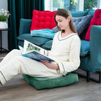 Floor Pillow Set of 2, Memory Foam Meditation Cushion, Floor Cushions for Adults Sitting, Large Square Seat Cushions for Yoga, Living Room, 22x22 Inch (Green)