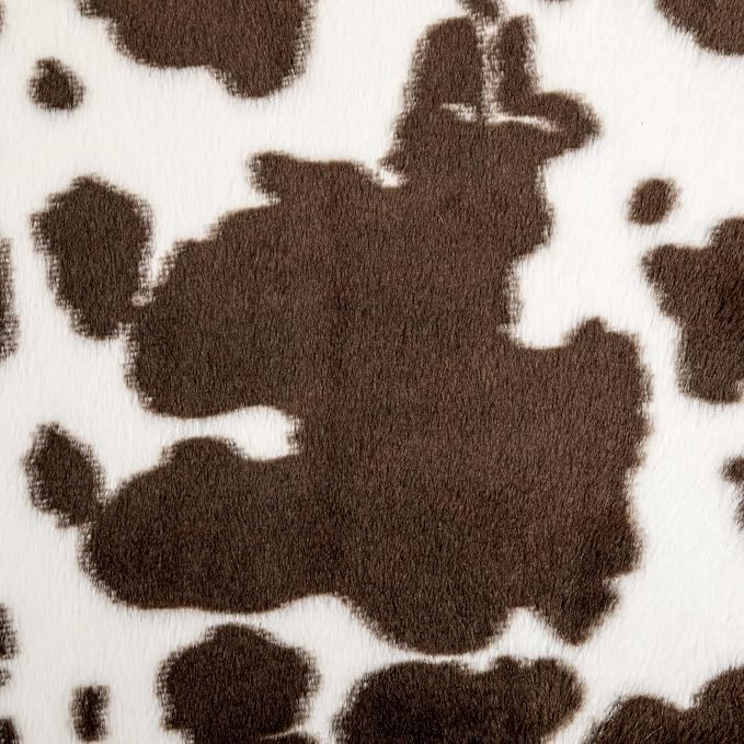 20x20x14 Inches Fluffy Square Pouf Ottoman - Plush Furry Boneless Ottoman Foot Rest Stool with High-Density Foam, Versatile Floor Seating for Living Room (Coffee Cow Print)