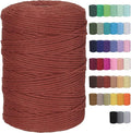 Cotton Macrame Cord 3mm 328yards Natural Colored Macrame Supplies, Soft Craft Cotton Rope for Plant Hanger Wall Hanger Dreamcatcher (Reddish Brown)