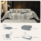 Striped Couch Cover Blankets, Boho Couch Covers, Sofa Blanket Cover for Dogs, Large Couch Covers for Loveseat Sofa, Chenille Sofas Covers Washable Sectional(1pc/Light Grey/71 x 118)