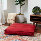 Square Tufted Floor Pillow with Removable Cover, Scarlet, Medium (32")