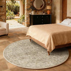 4x4 Round Bedroom Rug Washable: Living Room Rug Stain Resistant Non Slip Low Pile Small Area Rugs for Bedroom Kitchen Entryway Living Room Bedside Office Dorm Kids Room Entrance