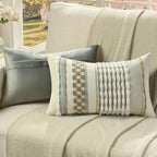 FUTEI Brown Grey Accent Throw Pillow Covers Set of 2, 12x20 Inch Plush Tufted Striped Textured Decorative Pillow Cases for Farmhouse Boho Couch Decor