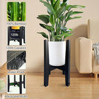 Adjustable Plant Stand Indoor Bamboo Mid Century Modern Plants Stand Corner Plants Flower Holders Single Floor Plant Stands- 8.2-11.8 in (Pot & Plant Not Included) (Black, （8.2-11.8in）)