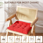 HLOVME Corduroy Chair Cushion with Ties Ultra Soft Warm Floor Cushion for Kids Reading Nook Comfortable Square Seat Cushion for Adult 15.7”x15.7”, Bright red