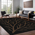 Washable Indoor Outdoor Rug 5x7 Modern Area Rugs Branch Pattern Non Shedding Waterproof Easy Clean Patio Deck Porch Living Room Bedroom Garden RV (5 X 7 Gold)