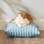 Bedsure Double-Side Striped Throw Pillow Covers 18x18 Set of 2, Spring Fluffy Light Blue Soft Decorative Pillow Covers, Home Decor for Couch Sofa Living Room Bedroom