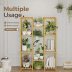 Bamworld Bamboo Plant Stand Indoor Hanging Plants Shelf for Multiple Plants Pots, Tall Large Flower Holder for Living Room, Patio, Balcony, Garden Nature Color