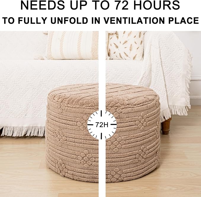 Asuprui Pouf Ottoman Foot Rest – Plush Round All-in-one Foam Stool for Cozy Lounging, Floor Pouf & Chic Decor (Coffee)