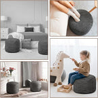 2 Pcs 20 x 15 Inch Unstuffed Ottoman Pouf Cover Corduroy Foot Rest - No Filler, Striped Foot Stool Floor Bean Bag Floor Chair Storage for Modern Farmhouse Bedroom Home Decor(Gray)