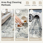 6x9 Abstract Area Rugs for Living Room 6 x 9 Washable Non Slip Low Pile Gray Rugs for Bedroom Dining Room Foldable Thin Gray Blue