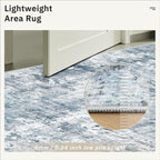 Abstract Rug 8x10 Large Living Room Rugs Neutral Modern Washable Area Rugs for Bedroom Dining Room Non-Slip Stain Resistant Foldable Thin Blue