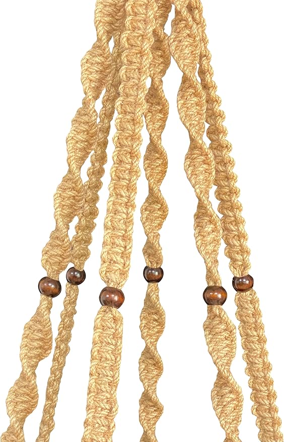 Plant Hanger Macrame Hemp Rope 6 Legs 51 Inches for Indoor Outdoor, Living Room, Kitchen, Deck, Patio, High and Low Ceiling with Size of 10-12 inches Without The Pot