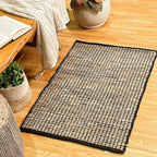 Chardin home 2x3 Jute Cotton Hand Woven Rug | Braided Doormat, Boho, Rustic, Natural Jute/Black | Farmhouse Vintage Area Rugs for Bedroom, Living Room, Kitchen, and entryways