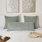 Kevin Textile 20x54 Inch Long Body Lumbar 1 Pack Boho Decorative Throw Pillow Cover Soft Striped Corduroy Rectangle Cushion Case Farmhouse Accent for Living Room Couch Sofa Bed, Greyish Green