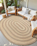 DEXI Jute Area Rug Natural Fiber 8x10 Oval, Woven Braided Durable Farmhouse Design Rugs for Living Room, Bedroom Dinning Room Office Outdoor Patio, Natural/Beige