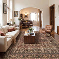 8x10 Area Rugs for Living Room Bedroom, Large Washable Christmas Rug, Vintage Oriental Boho Rug, Non Slip & Low Pile Faux Wool Thin Carpet for Indoor Dining Room and Kids Room(Red 8x10ft)