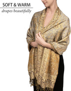 Achillea Reversible Paisley Pashmina Rave Scarf – Exotic Indian Shawls and Wraps for Evening Dresses, Festivals, All Seasons