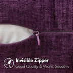 MIULEE Pack of 2 Couch Throw Pillow Covers 12x20 Inch Soft Plum Purple Chenille Lumbar Pillow Covers for Sofa Living Room Solid Dyed Cases