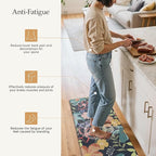 GENIMO Kitchen Mats for Floor 2PCS, Cushioned Kitchen Rugs Non Slip Washable, Farmhouse Anti Fatigue Mat Waterproof, Comfort Standing Mat Rug for Office, Home, Laundry, 17.3"x47"+17.3"x30", LightBlack