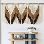 Macrame Wall Hanging Boho Wall Hanging Brown Dorm Wall Decor Craftsmanship Handmade Tassel Knotting Boho Fiber Art Home Room Decor 47" W x 25" L