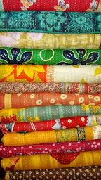 Indian Wholesale Handmade Cotton Kantha Quilts Vintage Bed Cover Throw Blanket Reversible Tribal Boho Bedding Bedspread Twin Size 54x84 Inches Multicolor Patchwork
