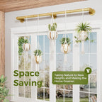Bamworld Plant Hanger Indoor Hanging Planters for Indoor Plants Hanging Plant Holder Window Plant Rod Gold Metal Shelves 63 Inch