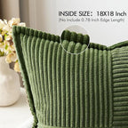 MIULEE Spring Decorative Throw Pillow Covers for Couch Bed Livingroom 18x18 Inch Set of 2 Moss Green Boho Accent Throw Pllows Broadside Striped Patchwork Soft Corduroy Summer Pillowcases