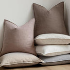 Foindtower Set of 2, Decorative Linen Soild Throw Pillow Covers Soft Accent Euro Cushion Case Boho Farmhouse Pillowcase for Chair Couch Sofa Bedroom Living Room Home Decor 18 x 18 Inch Dusty Pink