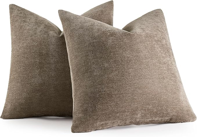 MIULEE Pack of 2 Light Brown Decorative Pillow Covers 18x18 Inch Soft Couch Throw Pillows Farmhouse Cushion Covers for Home Decor Sofa Bedroom Living Room
