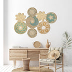 Xuhal 8 Pcs Boho Wall Basket Decor Decorative Bulrush Woven Basket Wall Decor Rustic Farmhouse Hanging Baskets for Kitchen Rustic Home Summer Decorations
