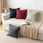 MIULEE Decorative Throw Pillow Covers for Couch Bed Livingroom 12x12 Inch Set of 2 Navy Blue Boho Accent Throw Pllows Broadside Striped Patchwork Soft Corduroy Summer Coastal Pillowcases