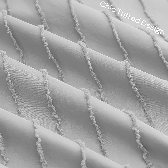 JELLYMONI Pillowcases King Size Light Grey 2 Pack Boho Striped Bed Pillow Covers 20x36in Polyester Envelope Pillow Shams Tufted Bohemian Textured (Pillows are not Included)