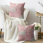 Pink Grey Gray Pillow Covers 22X22 Inch Set of 2, Dahlia Flower Spring Summer Floral Cream Decorative Throw Pillow Covers Outdoor Modern Farmhouse Cushion Case for Home Couch Sofa Bed Decor