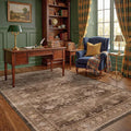 Boho Taupe Brown 5x7 Living Room Rug - Modern Vintage Traditional Oriental Neutral, Washable Low Pile Non-Slip Large Area Rugs for Nursery Dining Under Table