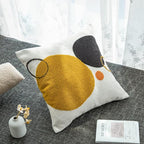 Boho Geo Decorative Throw Pillow Cover, Decorative Colored Pillowcase for Couch Sofa Bed Stylish Decor, Simple Cotton Textured Cushion Sham, Square 18 inches, 1PC(Yellow Mustard Orange)