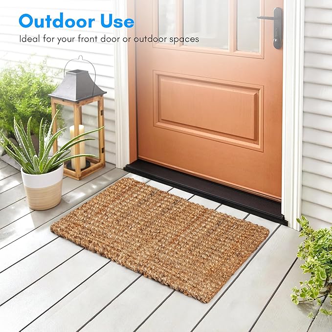 PLUS Haven Jute Doormat - Size: 17.5-Inches x 30-Inches - Pile Height: 1-Inch - Doormat Outdoor Entrance, Front Porch Door Mat, Easy to Clean Entry Mat, Outdoor and Indoor Uses, Home Decor